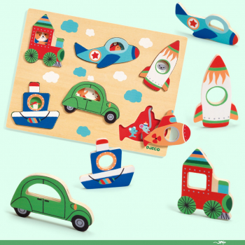 Puzzle Djeco Vehicule cu surprize