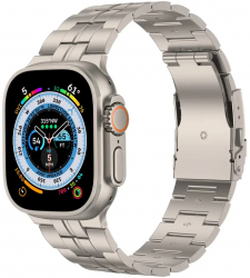 Curea Titan MTP Titanium Band compatibila Apple Watch Ultra Model Super Usor Split Link 49 mm Silver 