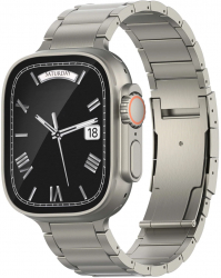 Curea Titan MTP Titanium Band compatibila Apple Watch 1/2/3/4/5/6/SE Model Super Usor Half Link 40 mm Titanium 