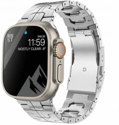 Curea Titan MTP Titanium Band compatibila Apple Watch Ultra Model Super Usor Y Link 49 mm Silver 