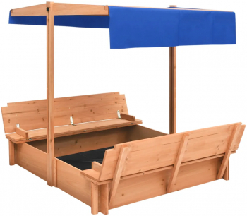 vidaXL Cutie de nisip cu acoperis 112x112x112 cm lemn brad 