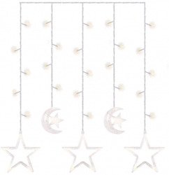 Instalatie luminoasa model Moon & Stars cu 138 LED-uri pentru Craciun tip Perdea lungime 2m alb cald 