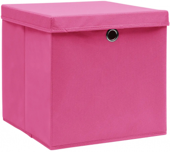 vidaXL Cutii depozitare cu capace 10 buc. roz 32x32x32 cm textil 