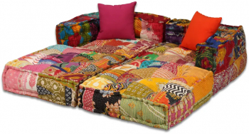 vidaXL Canapea puf modulara cu 2 locuri petice material textil 
