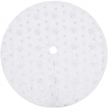 vidaXL Covor fusta brad Craciun de lux alb 122 cm blana artificiala