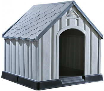 vidaXL Cusca pentru caini gri 92x87x91 cm plastic