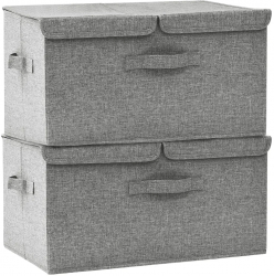 vidaXL Cutii de depozitare 2 buc. gri 50x30x25 cm material textil 