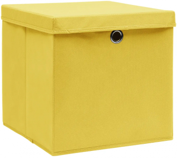 vidaXL Cutii depozitare cu capace 10 buc. galben 32x32x32 cm textil 