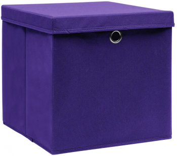 vidaXL Cutii depozitare cu capace 10 buc. violet 32x32x32 cm textil 