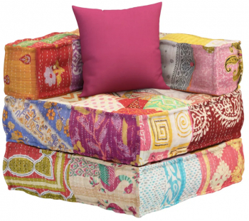 vidaXL Fotoliu puf modular cu perna model petice material textil 