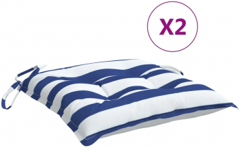 vidaXL Perne de scaun 2 buc. albastru and alb 50x50x7 cm textil oxford 