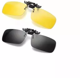 Lentile pentru ochelari CLIPS ON SIKS polarizate ideale pentru condus ziua set galben si negru 
