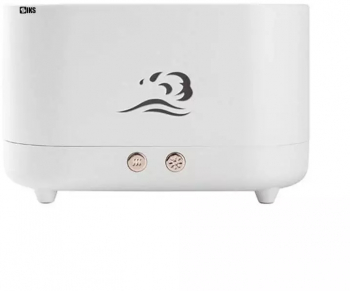 Umidificator Ultrasonic SIKS Cu Efect de Flacara Difuzor Aromaterapie Cablu USB 225 ml Alb 