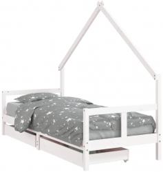 vidaXL Cadru pat copii cu sertare alb 80x200 cm lemn masiv de pin 