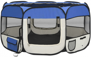 vidaXL Tarc caini pliabil cu sac de transport albastru 125x125x61 cm 