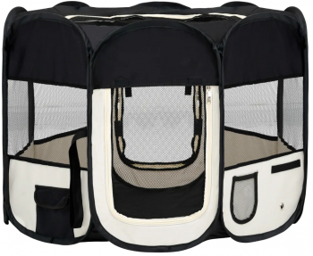 vidaXL Tarc de caini pliabil cu sac de transport negru 90x90x58 cm 