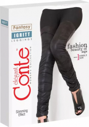 Colanti Subtiri din Piele Ecologica pana la Genunchi Igritt - Nero 164-90 XS 