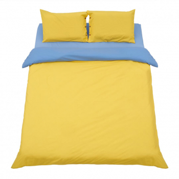 Lenjerie de pat pentru 2 persoane Heinner Home 100 bumbac galben / albastru 3 piese