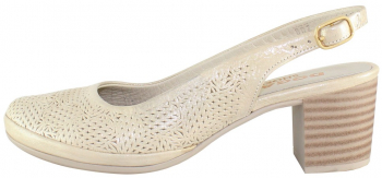 Pantofi cu toc dama piele naturala - Dogati shoes bej - Marimea 39 
