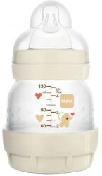 Biberon cu tetina din silicon 130 ml MAM Perfect Start Anti-Colic 831751C Crem 