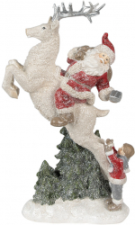 Figurina Mos Craciun si Ren polirasina 19x10x33 cm 