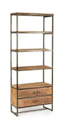 Biblioteca lemn maro otel negru Elmer 73x35x190 cm 