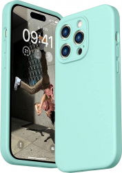 Husa de protectie din silicon pentru Apple iPhone 14 Pro Max SoftTouch interior microfibra Verde Menta 