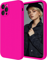 Husa de protectie din silicon pentru Apple iPhone 14 Pro SoftTouch interior microfibra Roz Neon 