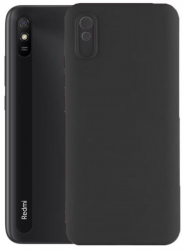 Husa Silicon Silk Touch compatibila cu Xiaomi Redmi 9A interior catifea Negru 