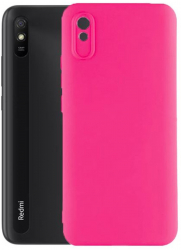 Husa Silicon Silk Touch compatibila cu Xiaomi Redmi 9A interior catifea Roz Neon 