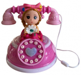 Telefon interactiv cu papusa muzica si lumini 15 cm 3 ani 