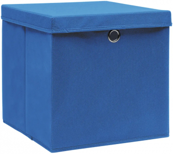vidaXL Cutii depozitare cu capac 10 buc. albastru 28x28x28 cm 