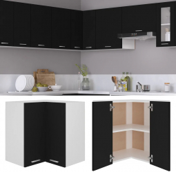 vidaXL Dulap suspendat de colt negru 57x57x60 cm PAL 