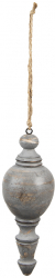 Set 4 ornamente brad Craciun lemn gri 7x19 cm 