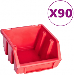 vidaXL Set cutii depozitare 96 piese cu panouri de perete rosu and negru 