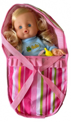 Papusa 32 cm cu portbebe si biberon 