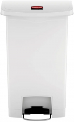 Rubbermaid Cos de gunoi step-on and bdquo Slim Jim and rdquo 50 L alb