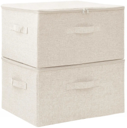 vidaXL Cutii de depozitare 2 buc. crem 43x34x23 cm material textil 