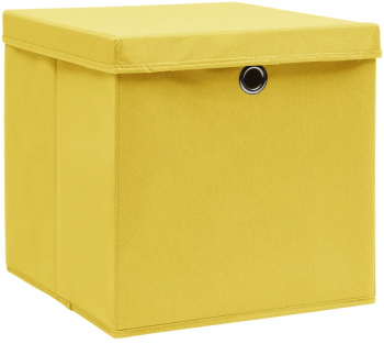 vidaXL Cutii depozitare cu capace 10 buc. galben 28x28x28 cm 