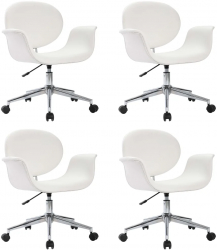 vidaXL Scaune de bucatarie pivotante 4 buc. alb piele ecologica 