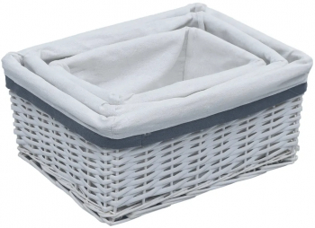 vidaXL Set de cosuri suprapuse 3 piese alb salcie 