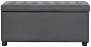 vidaXL Taburet de depozitare gri 87 5 cm piele artificiala 