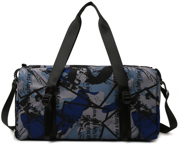Geanta sport pentru yoga impermeabila cu compartiment pentru incaltaminte Escalate 50x22x24 cm Albastru graffiti 