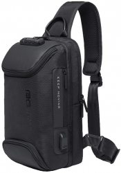 Rucsac crossbody/de umar casual impermeabil multifunctional antifurt cu port de incarcare USB Bange Negru 