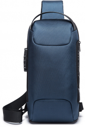 Rucsac crossbody/de umar impermeabil antifurt cu port de incarcare USB Bange Albastru 