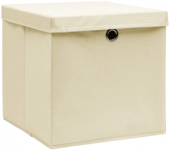 vidaXL Cutii depozitare cu capace 10 buc. crem 28x28x28 cm 