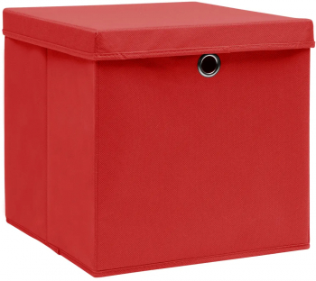 vidaXL Cutii depozitare cu capace 10 buc. rosu 32x32x32 cm textil 