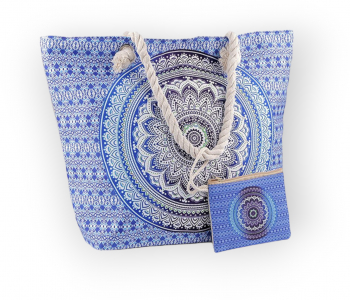 Geanta plaja Mandala Paisley 39 x 50 cm Albastru 