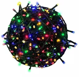 Instalatie de Craciun Liniara SIKS Interior/Exterior Rola 20m 8 jocuri de Lumini Multicolor Fir Negru 