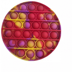 Jucarie antistres SIKS® senzoriala din silicon Pop It Now pentru copii impermeabila forma rotunda multicolor galben rosu 